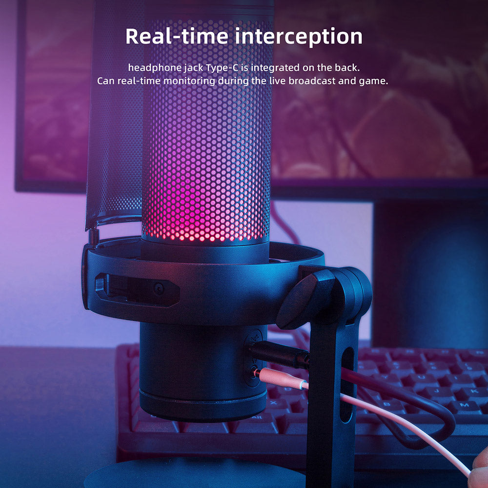 YANMAI GM7 RGB Gaming Condenser Mic Cell Phone Karaoke Microphone Real-Time Monitor Streaming Condenser Microphone YANMAI GM7 RGB Gaming Condenser Mic Cell Phone Karaoke Microphone Real-Time Monitor Streaming Condenser Microphone